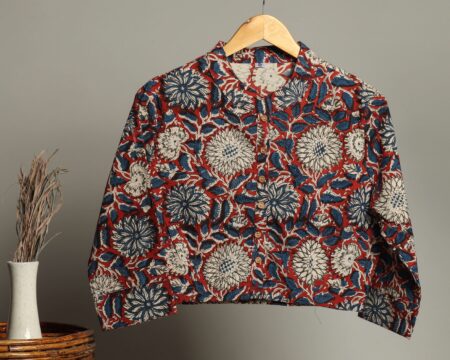 Handmade Block Print Cotton for Women ? Ethnic Floral Printed Top with Long Sleeves